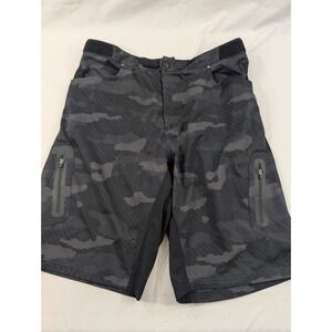 Zoic Shorts Mens 2XL Black Ether Cycling Adjustable Waist Zip Pockets 12" Inseam